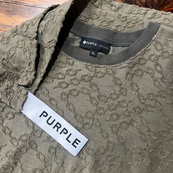 Purple Brand Textured Olive Green Shirt - Picture 1 of 3